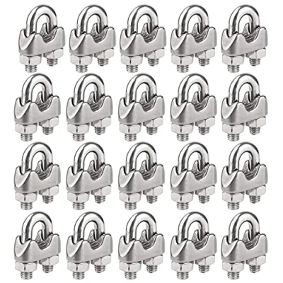 Image of KAHEIGN 20Pcs Wire Rope Clips, Stainless Steel M5 Cable Clamp U Bolt Saddle Fastener Clip for Rigging and Tension (Ø 5mm)