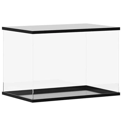 Image of vidaXL Transparent Acrylic Display Box Dustproof Plexiglass Case for Toys, Collectibles, Models Easy to Assemble Black, 56x36x37 cm