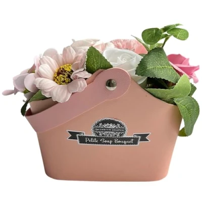 Image of StockStore Lavender Petite Basket Soap Flower Bouquet Flowers For Birthdays Gifts Women Mothers Day Valentine Her &amp; (PINK)