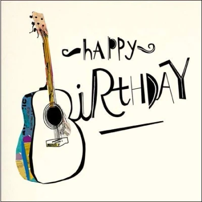 Image of Contemporary Illustrated Male Birthday Card (WDM 452116) Acoustic Guitar Attractive Greeting for Him from The Mambo Range by Woodmansterne