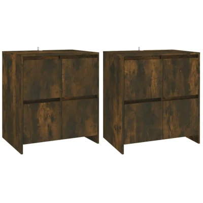 Image of vidaXL Sideboards 2 pcs Smoked Oak 70x41x75 cm Engineered Wood