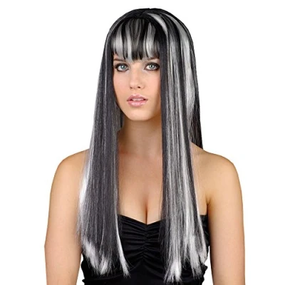 Image of Long Dead Gorgeous Black Silver Wig