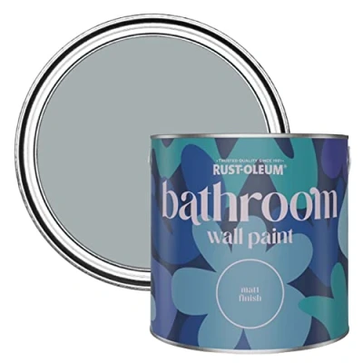 Image of Rust Oleum Grey Water Resistant Bathroom Wall &amp; Ceiling Paint Mineral 2.5L