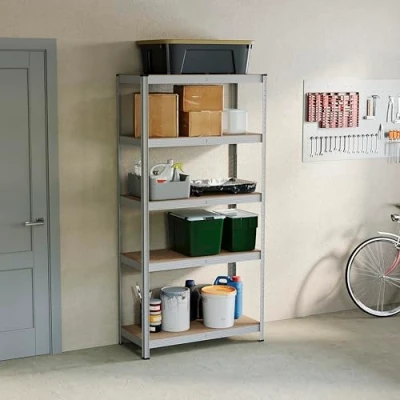 Image of Home Vida 5 Tier Layer Shelf Storage Shelving Rack Heavy Duty Kitchen Garage Racking, Galvanised 875 Kgs Capacity, Large