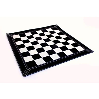 Image of StonKraft Big Size 19&quot; x Genuine Leather Chess Board Roll up Tournament (Black Suede)