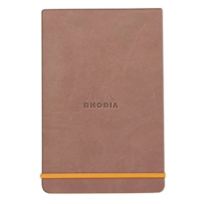 Image of RHODIA 194382C Hard Notebook Webnotepad Rosewood A5 Ruled192 Detachable Pages Ivory Clairefontaine Paper 90 g/mBookmark, Elastic Closure Faux Leather Cover Rhodiarama