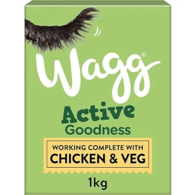 Image of Wagg Active Goodness Complete Dry Adult Dog Food Chicken &amp; Veg 1kg (Pack of 5) For All Working Breeds