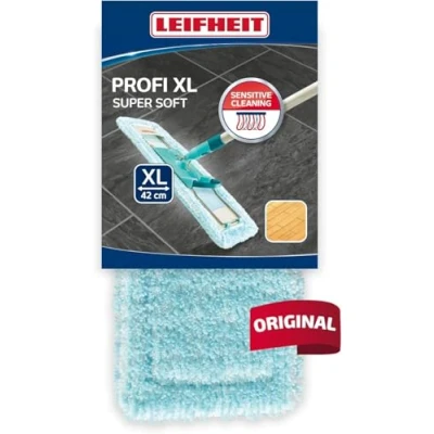 Image of Leifheit Profi XL Mop Replacement Wiper Cover Super Soft, Fibre Mix Specifically for Cleaning Wood Floors, Fits All Mops, 42 cm Width