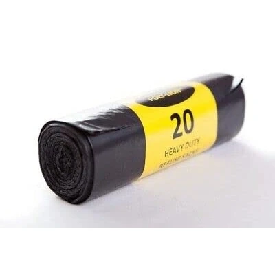 Image of 100 HEAVY DUTY BLACK REFUSE SACKS STRONG THICK RUBBISH BAGS BIN LINERS 40 LITER