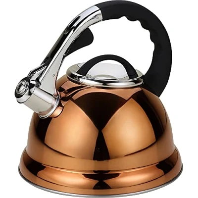 Image of Large Whistling Kettle stainless steel 3.5Ltr copper gas electric hob wood stove