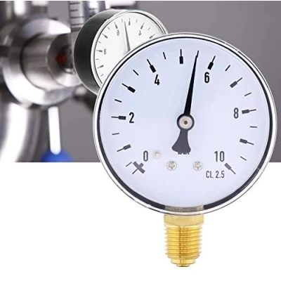 Image of Air Oil Water Hydraulic Pressure Gauge 1/4 Inch NPT 0 10 Bar Side Mount Manometer Measuring Tool