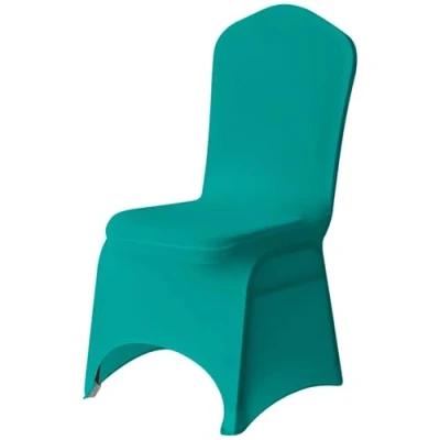 Image of Trimming Shop Spandex Turquoise Chair Cover Stretch Fabric Removable Washable Protective Slipcovers for Weddings Banquets Ceremony Hotel Dining Parties Décor, 1pc