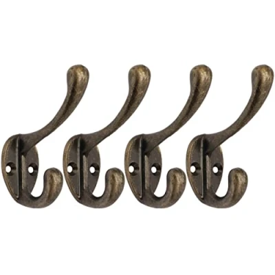 Image of EAI Hat Coat &amp; Robe Hook Antique Brass Pack of 4