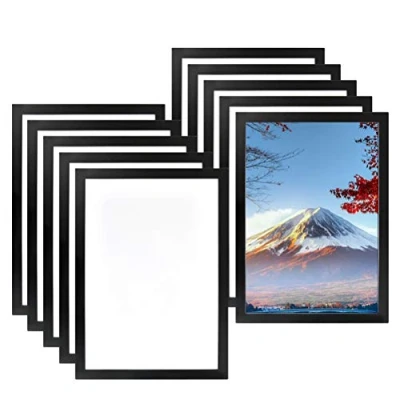 Image of 10PCS A4 Magnetic Photo Frames, Self Adhesive Picture Frame, Poster Frame Paper Display for Paintings, Photos, Notices, Certificate, Poster(Black)