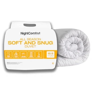 Image of Night Comfort Soft &amp; Snug Anti Allergy 7.5 Tog Microfibre Duvet Hypoallergenic Breathable Bedding Quilt (200x200cm, White) (Package may vary)