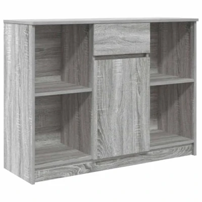 Image of vidaXL Grey Sonoma Sideboard with Drawer/Storage Cabinet Engineered Wood Living Room/Dining Room/Office Furniture 101x35x76 cm Shelves, Door Modern Style