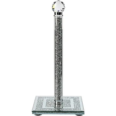 Image of Glamified Crystal Kitchen Roll Holders Free Standing Sparkle Crushed Diamond Filled
