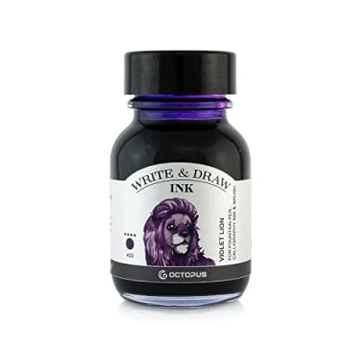 Image of Octopus Write and Draw Ink 403 Violet Lion Waterproof for Writing Drawing Calligraphy Ink, Lightfast Fountain Pens, Purple, 50 ml