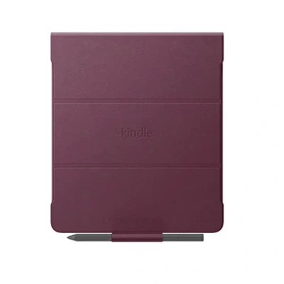 Image of Amazon Kindle Scribe Leather Folio Case with Magnetic Attach (only fits Scribe), slim and lightweight cover, Mulberry