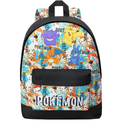 Image of Pokemon Backpack for Kids Teenagers Pikachu Rucksack School Bag with Zipped Pockets Adjustable Straps Charizard Daypack Travel Sports Anime Gifts (Multi Graffiti)