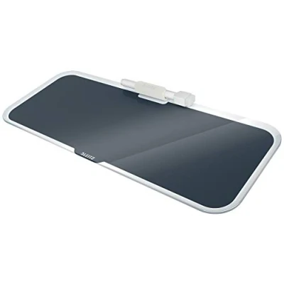 Image of Leitz Glass Dry Wipe Desktop Whiteboard Pad, Cosy Range, Velvet Grey, 52690089