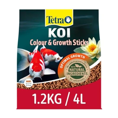 Image of Tetra koi Pond fish Food Colour &amp; Growth Sticks 1.2kg biologically balanced for larger