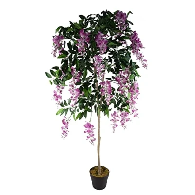 Image of Leaf Design UK Realistic Artificial Wisteria Tree, Pink, 150cm
