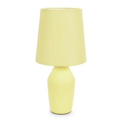 Image of Sunshine Yellow Ceramic Base Table Lamp with Tapered Fabric Lampshade Bedroom Bedside Light