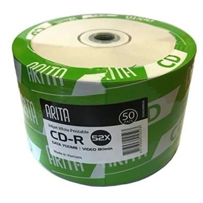 Image of RITEK/ARITA 52x 700MB (Video) / 80 Minutes CD R Blanks White Inkjet Printable