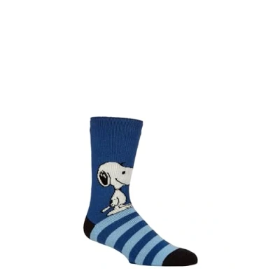 Image of Mens 1 Pair SOCKSHOP Heat Holders 1.6 TOG Lite Peanuts Snoopy Thermal Socks Blue 6 11