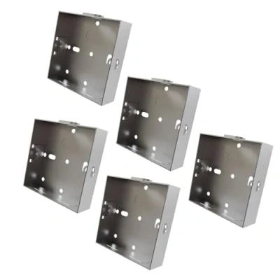 Image of rhinocables Metal 1 Gang Single Socket Back Box, Pattress Box Mount, Flush Mount (5 Pack, 16mm)