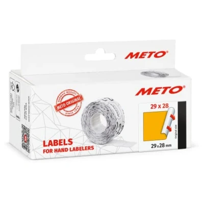 Image of Meto Price Gun Labels (29x28 mm, Two line, 3,500 Labels, Fluorescent Orange Permanently Adhesive, for METO, Contact, Sato, Avery, Tovel, Samark etc.)