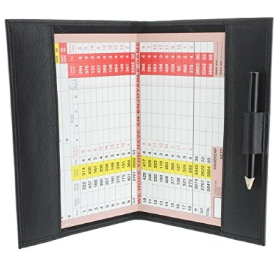 Image of Large Leather Golf Scorecard Holder for UK, Ireland &amp; European scorecards 2314 Black