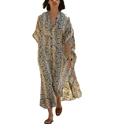 Image of YouKD Women&#039;s Summer Cardigan Maxi Bohemian Dress Beach Coverup Robe Long Kimono One Size