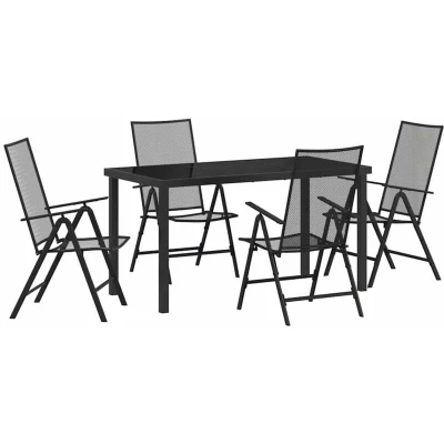 Image of vidaXL 5 Piece Garden Dining Set Anthracite Steel
