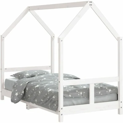 Image of vidaXL Kids Bed Frame White 80x160 cm Solid Wood Pine