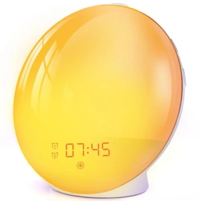 Image of Wake Up Light Alarm Clock Sunrise Sunset Simulation with Two Alarms, 7 Natural Sounds, FM Radio, Snooze Function and 20 Brightness, Night for Adults Children