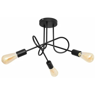 Image of Oxford Multi Arm Semi Flush Ceiling Light Black 50cm