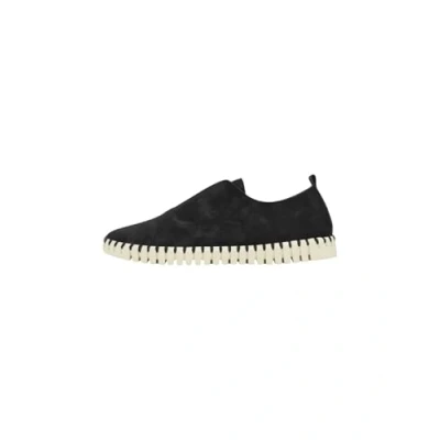 Image of Ilse Jacobsen Tulip 144 Synthetic Textile Men&#039;s Black Pearled Ivory Loafers Shoes