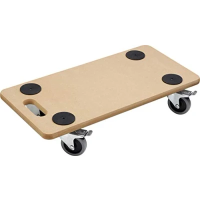 Image of Metafranc Transport trolley 590 x 290 mm 200 kg load capacity MDF board TPE wheels/furniture roller with brake/transport aid for moving/trolley transporting furniture/wooden box roller/821390