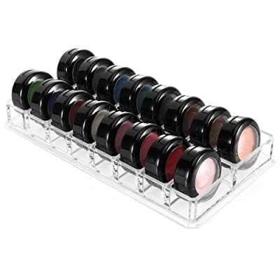 Image of Luxspire Acrylic Eyeshadow Organizer, 16 Space Cosmetic Makeup Organizer for Pots, Eyeshadows, Mini Highlighter Blushes Display Storage Case Beauty Care Holder Container Drawer Vanity Desk Clear
