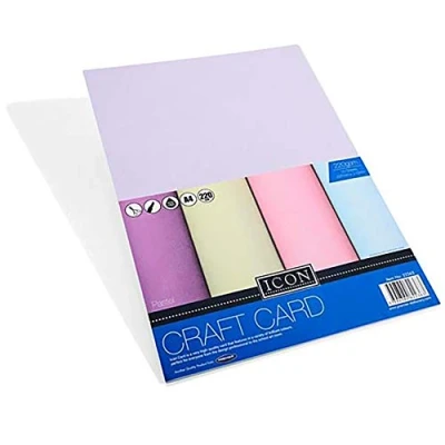 Image of Premier Stationery Craft, Pastel Card. 220gsm. Pack of 10. Asst Colours, A4