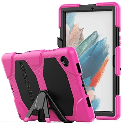 Image of TECHGEAR G SHOCK Case Fits Samsung Galaxy Tab A8 10.5&quot; 2022 (SM X200 / SM X205) Tough Rugged HEAVY DUTY Armour Shockproof Impact Survival with Stand Kids Schools Builders Workman PINK