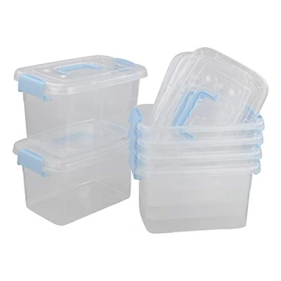 Image of Callyne Set of 6 Clear Storage Boxes with Lid, 5 L Small Plastic Latching Box
