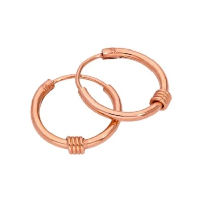 Image of Rose Gold Dipped Sterling Silver Sleeper 13mm Hoop Earrings with Wire Coil