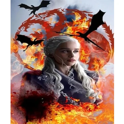 Image of GerRit DIY 5D Diamond Painting Kits for Adults Kids,Game of Thrones,Full Round Embroidery Cross Stitch Crystal Rhinestone Pictures Arts Craft Home Wall Decoration 40x50cm