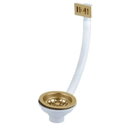 Image of ARA CHOICE Kitchen Sink Waste Overflow Basket with Kit Stainless Steel Strainer and Square Head PVC Pipe (Gold)