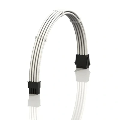 Image of LINKUP AVA 50cm EPS 8 Pin (4+4) CPU ATX Motherboard PSU Power Supply Braided Sleeved Custom Mod PC Extension Cable w/Combs Strong &amp; Stiff Design Single Pack 500mm White