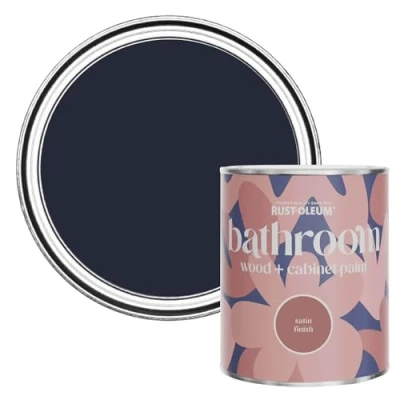 Image of Rust Oleum Blue Moisture Resistant Bathroom Wood &amp; Cabinet Paint In Satin Finish Odyssey 750ml