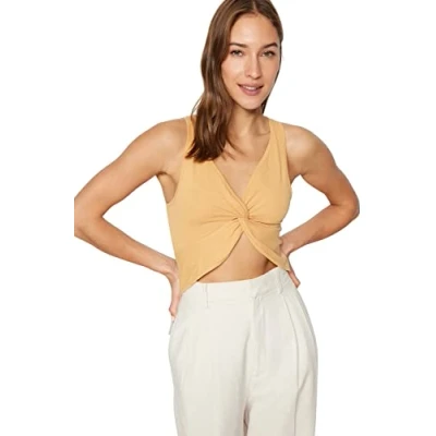 Image of Trendyol Women Loungewear Regular fit Basic V Neck Knitted Blouse